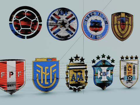 3D South American Soccer Logos 3D मॉडल