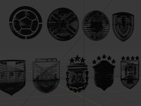 3D South American Soccer Logos 3D मॉडल