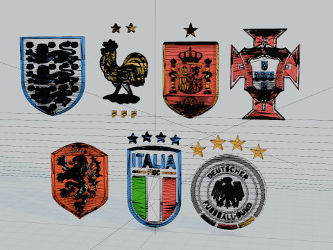 3D Logos of European Soccer Teams 3D Model