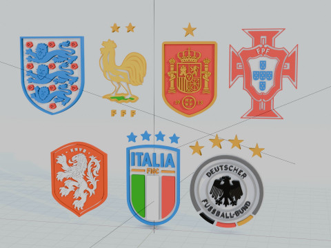 3D Logos of European Soccer Teams 3D Model