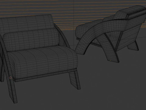 Cadeira com almofada relaxante de madeira 3D Modelo 3D