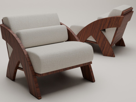 Chair with 3D wooden relaxing cushion 3Dモデル