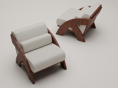 Chair with 3D wooden relaxing cushion 3Dモデル