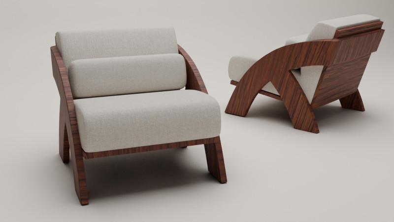 Chair with 3D wooden relaxing cushion 3Dモデル .c4d .max .obj .3ds .fbx .stl .blend