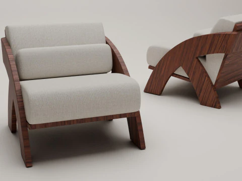 Krzesło z drewnianą poduszką relaksacyjną 3D Model 3D