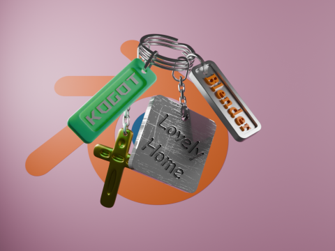 Stylized Metal Keychains - Game Ready Low Poly Model 3D मॉडल