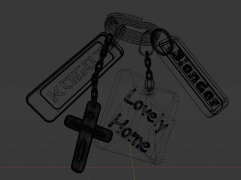 Stylized Metal Keychains - Game Ready Low Poly Model 3D मॉडल