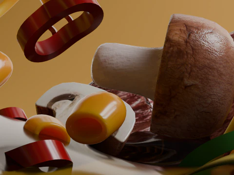 Modelo de comida 3D detalhado da tigela de macarr&atilde;o Ramen Modelo 3D