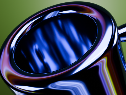 Animated Chrome Mug Shader - Low Poly PBR Blender GLTF FBX OBJ 3D 模型