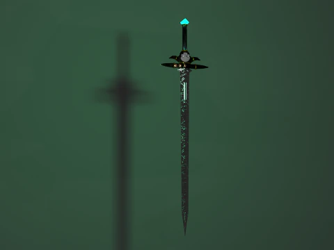 Stylized Sword of the Lich Glowing Fantasy Undead Weapon Game-Ready 3D Model