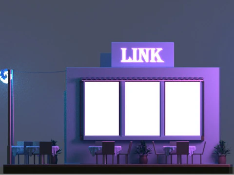 Low Poly Night Cafe estilizado jogo de constru&ccedil;&atilde;o 3D pronto ativo Modelo 3D