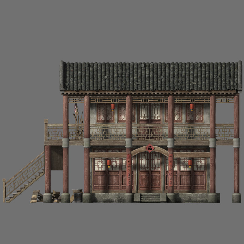 Eastern ancient architecture 3D Model .c4d .max .obj .3ds .fbx .stl .blend 