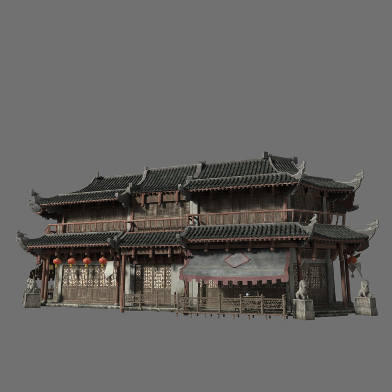 Eastern ancient architecture 3D Model .c4d .max .obj .3ds .fbx .stl .blend 