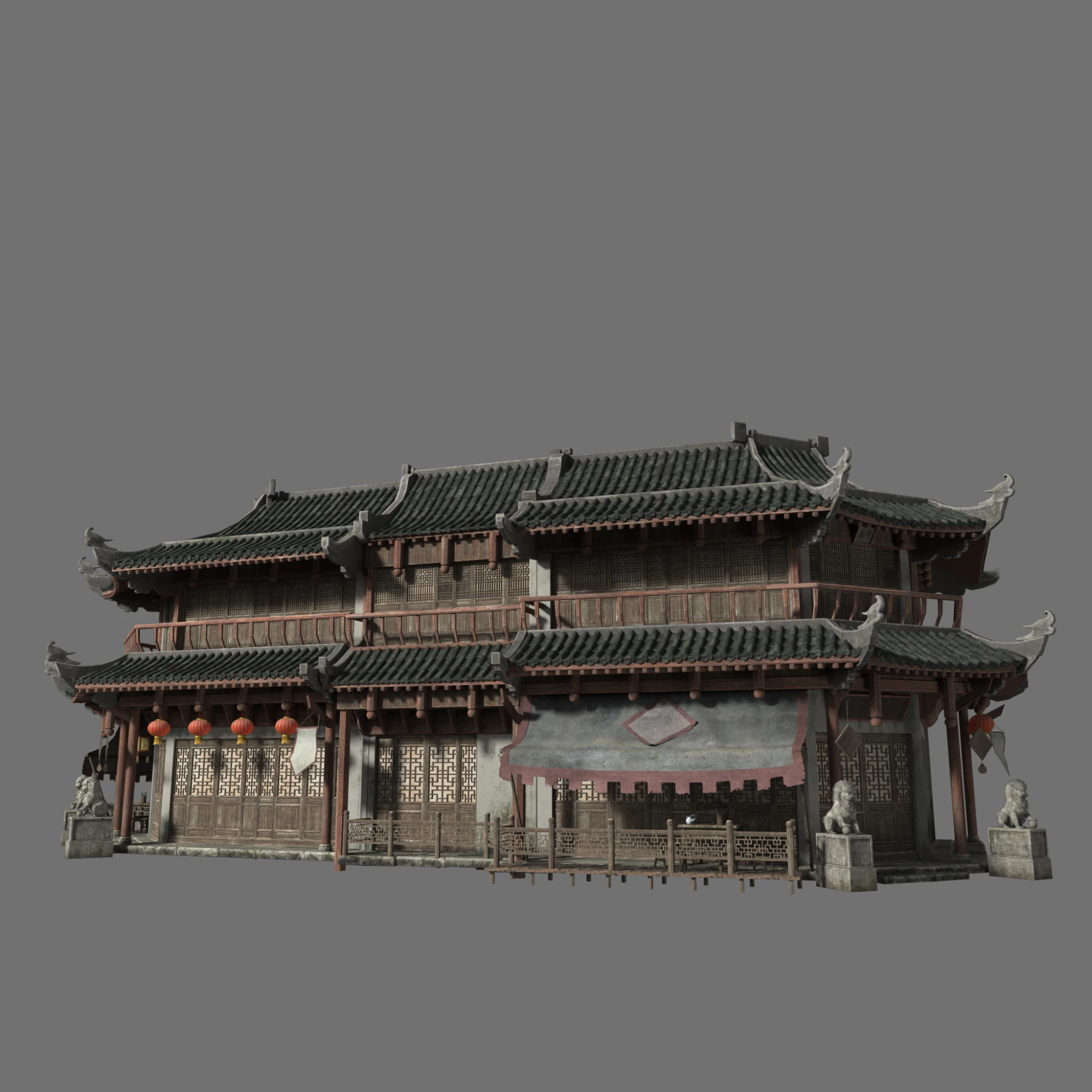 Eastern ancient architecture 3D Model .c4d .max .obj .3ds .fbx .stl .blend 