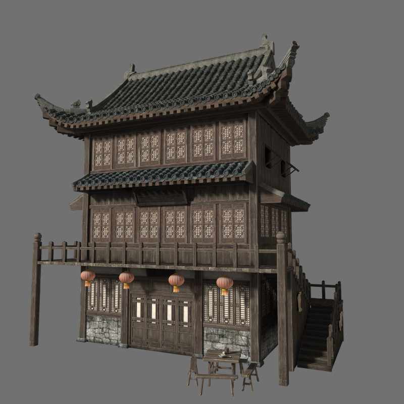 Ancient architecture 3D Model .c4d .max .obj .3ds .fbx .stl .blend 
