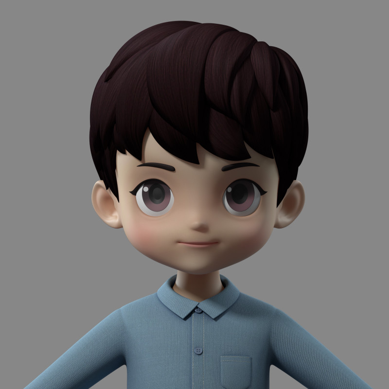 Cartoon boy kid child 3D Model .c4d .max .obj .3ds .fbx .stl .blend 