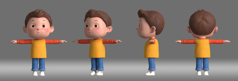 Cartoon boy kid child 3D Model .c4d .max .obj .3ds .fbx .stl .blend 