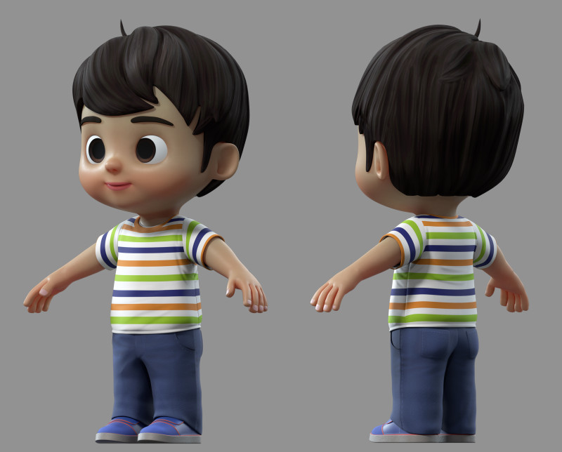 Cartoon boy kid child 3D Model .c4d .max .obj .3ds .fbx .stl .blend 