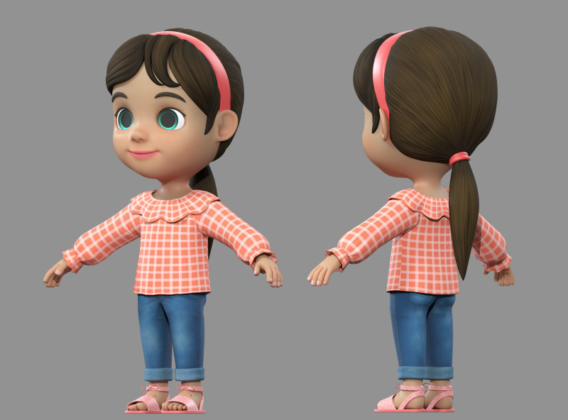 Cartoon boy kid child 3D Model .c4d .max .obj .3ds .fbx .stl .blend 