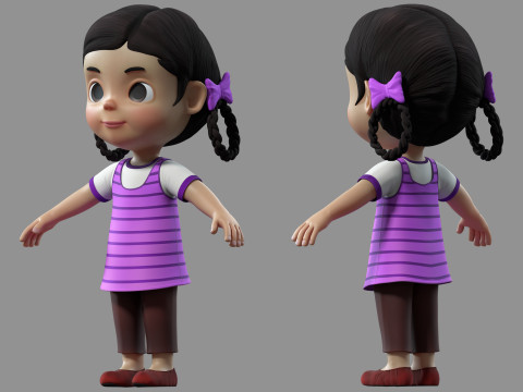 Cartoon girl kid child 3D-Modell