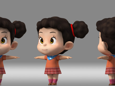 Cartoon girl kid child 3D-Modell