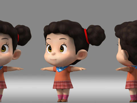 Cartoon girl kid child 3D Model