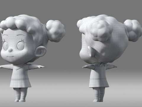 Cartoon girl kid child Modèle 3D