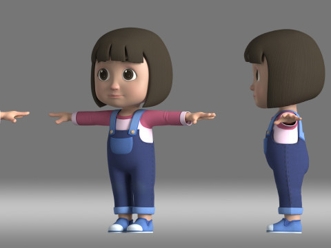 Cartoon girl kid child 3D-Modell