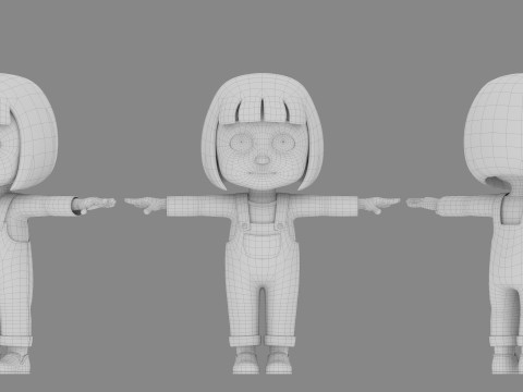 Cartoon girl kid child 3D Модель