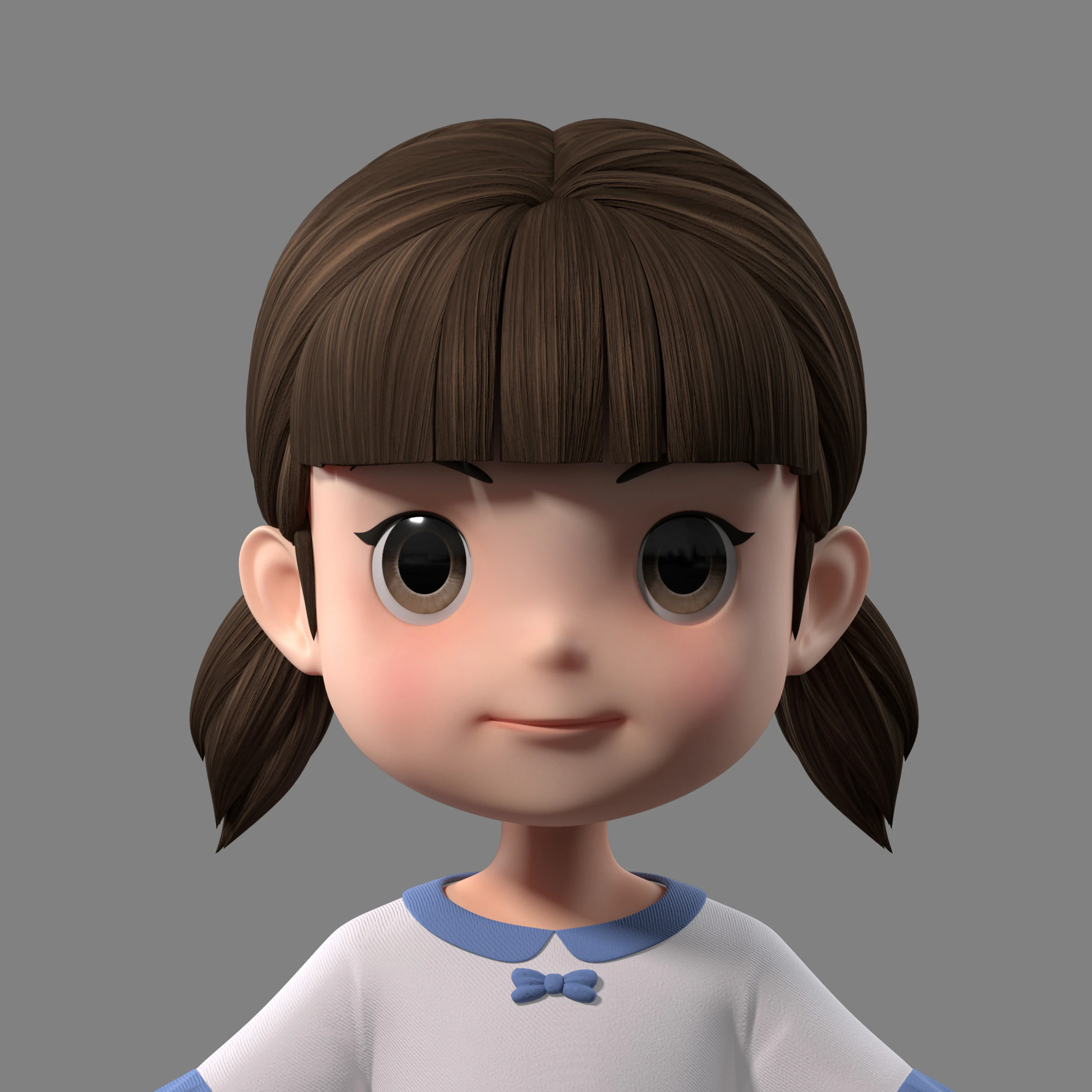 Cartoon girl 3D Model .c4d .max .obj .3ds .fbx .stl .blend
