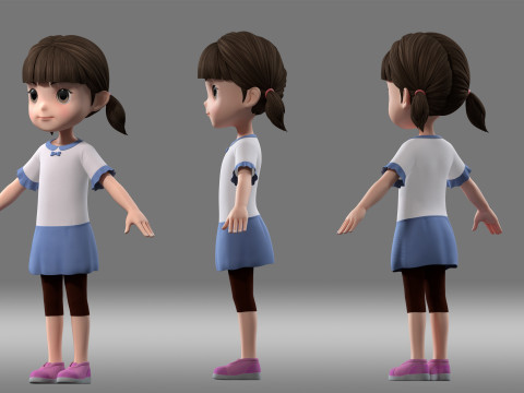 Cartoon girl Modèle 3D