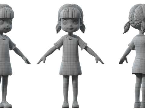 Cartoon girl Modèle 3D