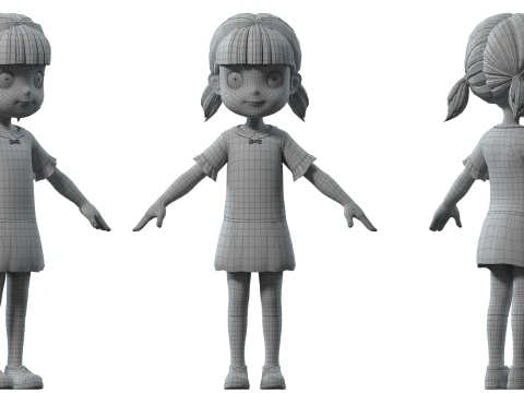 Cartoon girl 3D Model