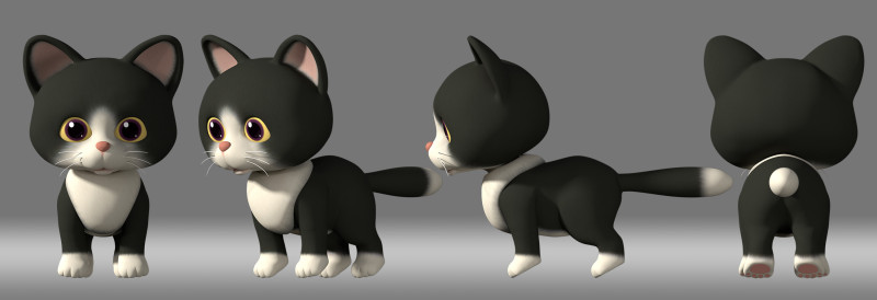 Cartoon cat 3D Модель .c4d .max .obj .3ds .fbx .stl .blend 