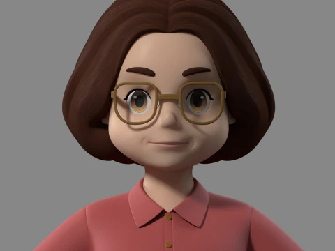 漫画の女性教師 3Dモデル