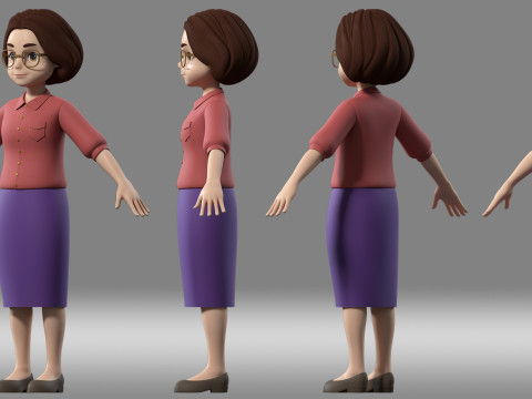 Cartoon woman teacher Modelo 3D