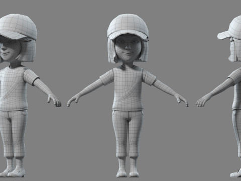 Cartoon girll woman 3D Model