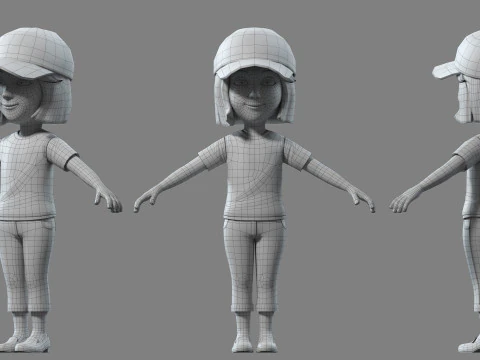 Cartoon girll woman 3D Model