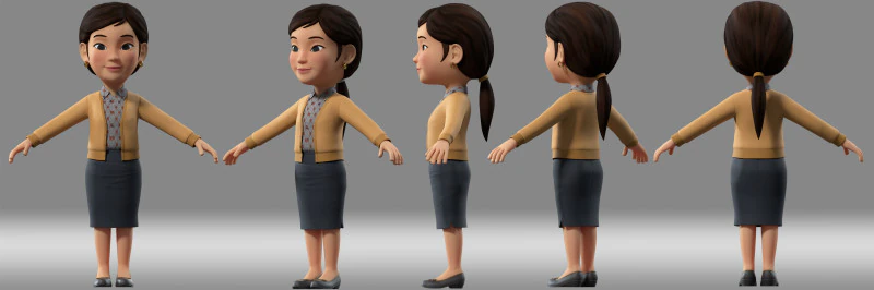 Cartoon woman girl 3D Model .c4d .max .obj .3ds .fbx .stl .blend