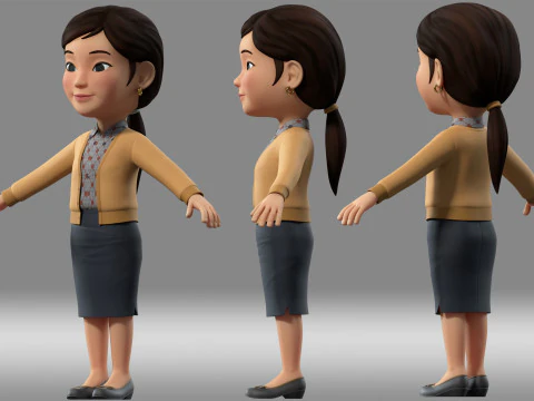 Cartoon woman girl 3D Model