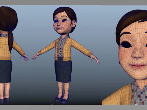 Cartoon woman girl 3D Model