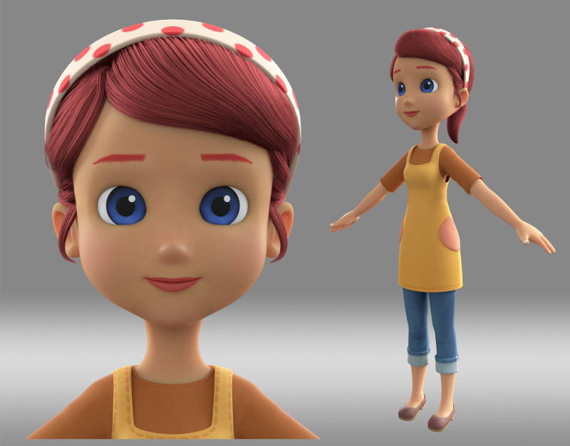 Cartoon girl woman 3D Модель .c4d .max .obj .3ds .fbx .stl .blend 