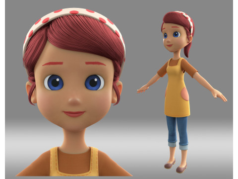 Cartoon girl woman 3D Модель