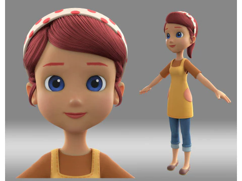 Cartoon girl woman 3D Model