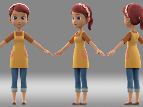 Cartoon girl woman 3D Модель