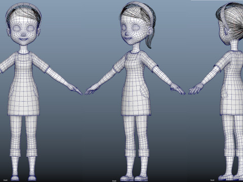 Cartoon girl woman 3D Модель