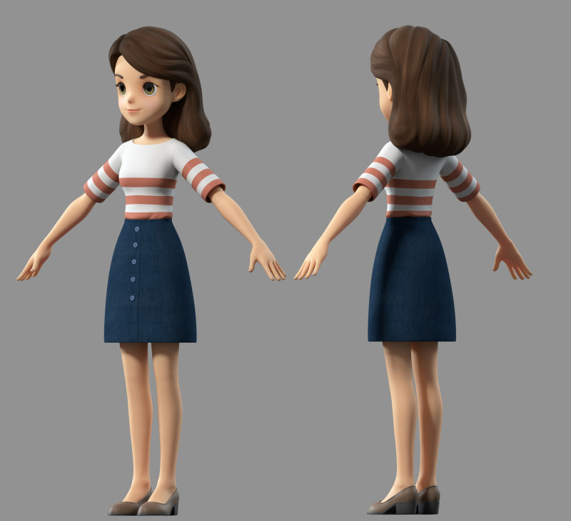 Cartoon girl teacher Modèle 3D .c4d .max .obj .3ds .fbx .stl .blend 