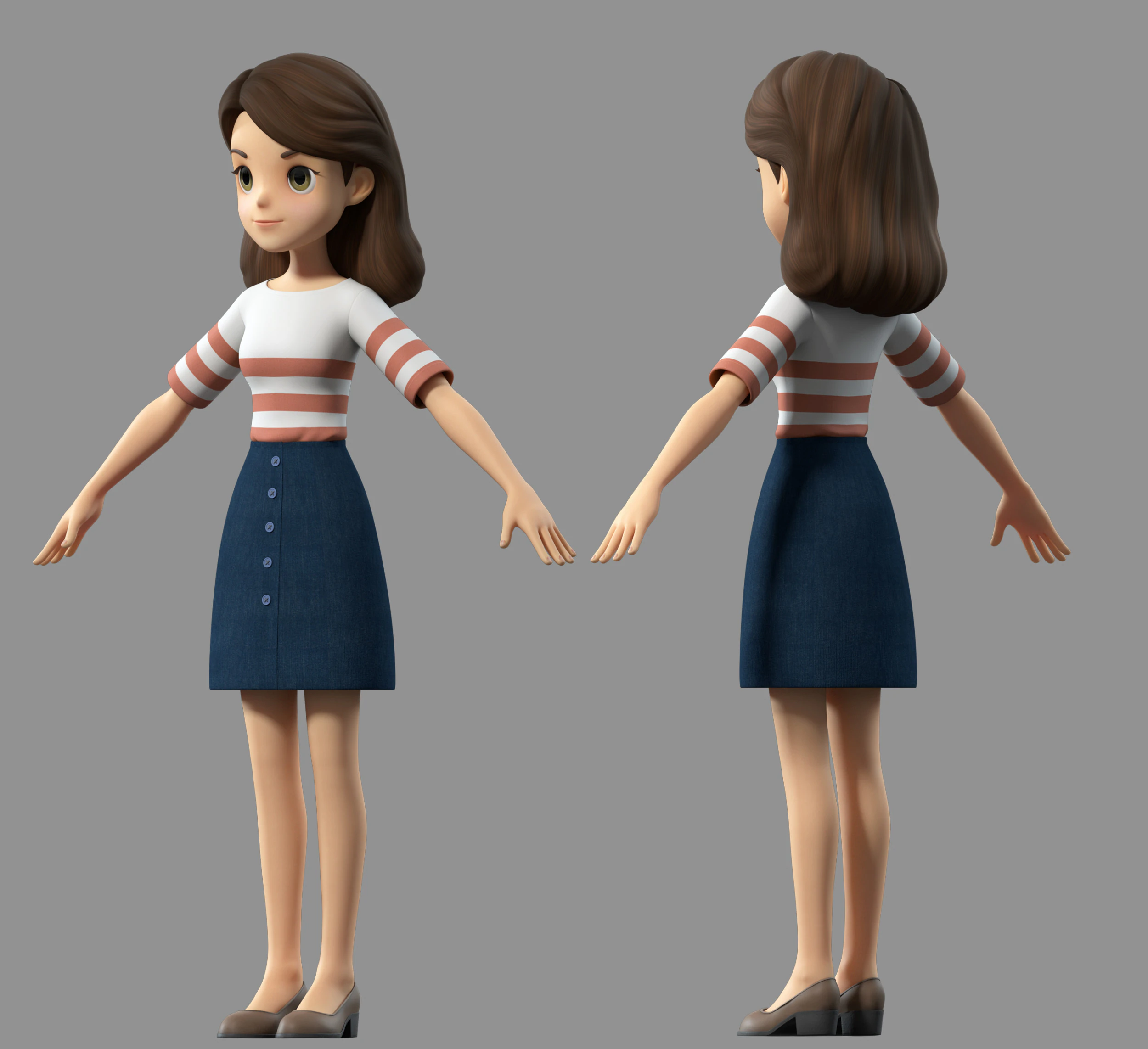 Cartoon girl teacher 3D Model .c4d .max .obj .3ds .fbx .stl .blend 