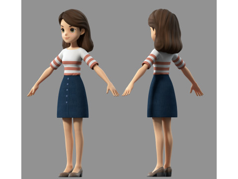 Cartoon girl teacher 3D Model