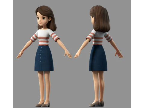 Cartoon girl teacher 3D Model